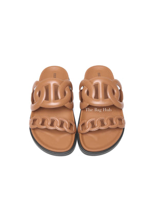 Hermes Gold Leather Extra Sandals Size 34.5