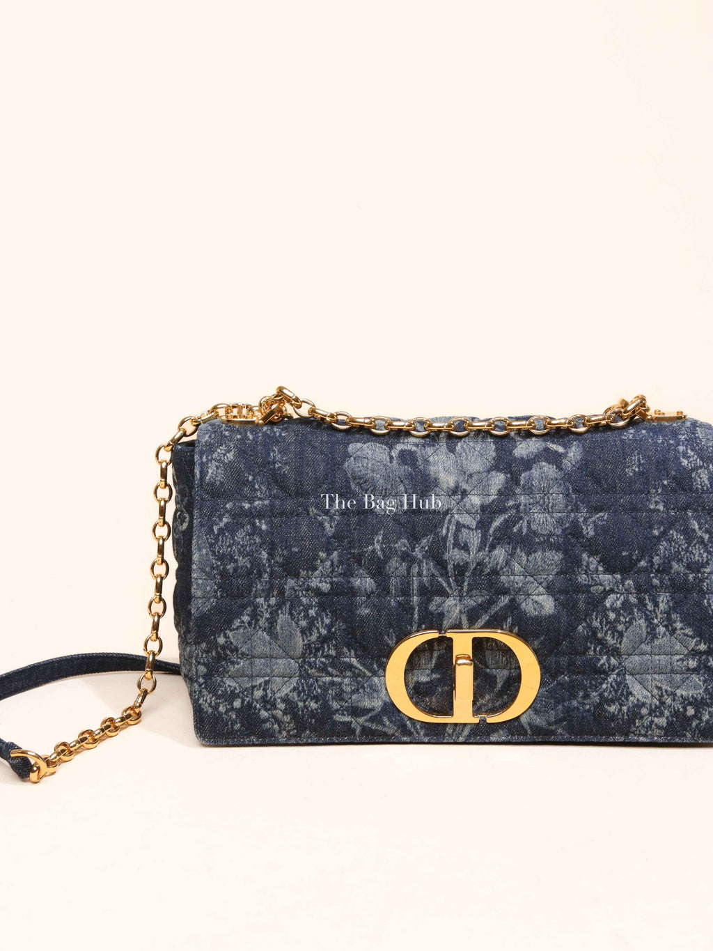 Dior Blue Floral Denim Large Caro Chain Bag