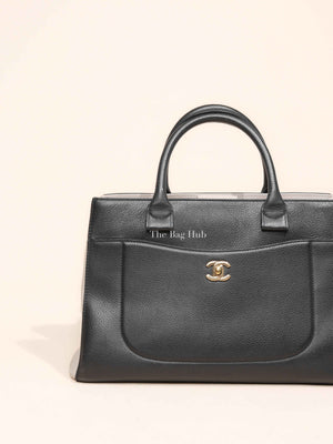 Chanel Black/Beige Grained Calfskin Small Neo Executive Shopper Tote Bag GHW