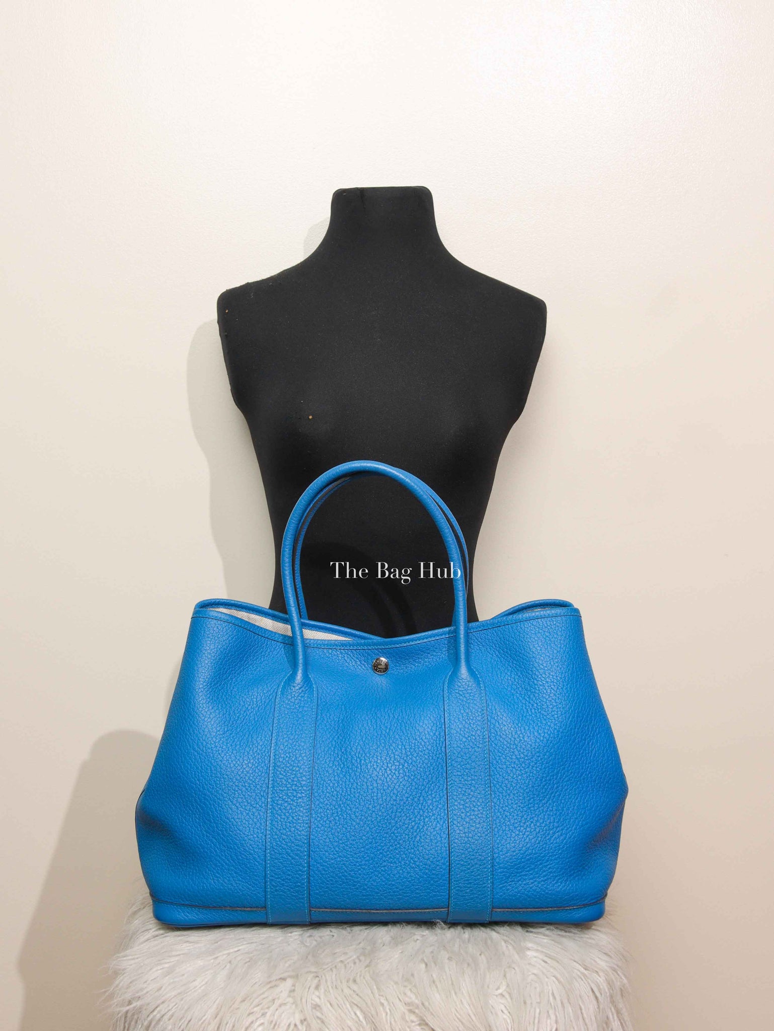 Hermes Bleu Zanzibar Negonda Leather Garden Party 36 Bag