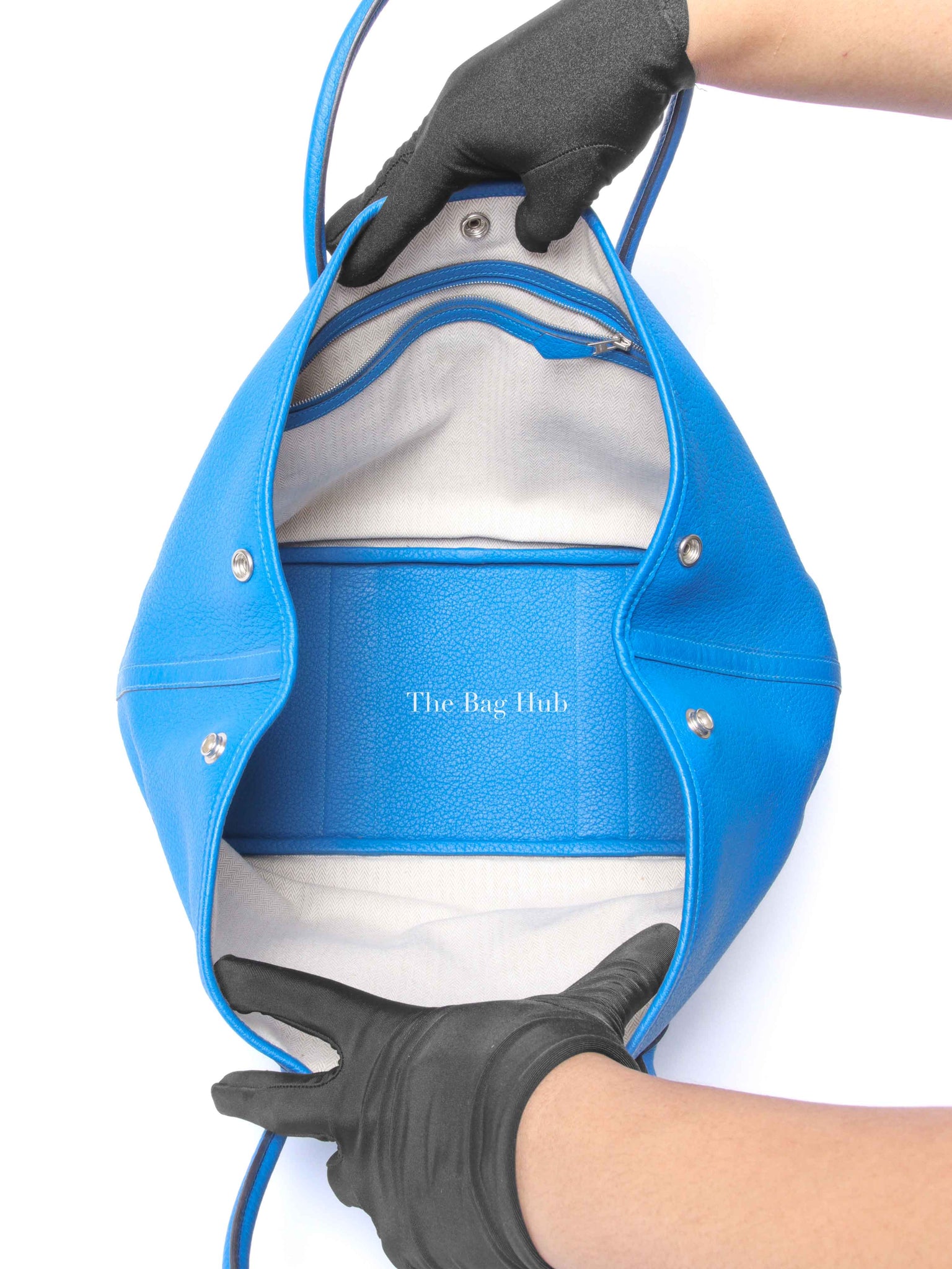 Hermes Bleu Zanzibar Negonda Leather Garden Party 36 Bag