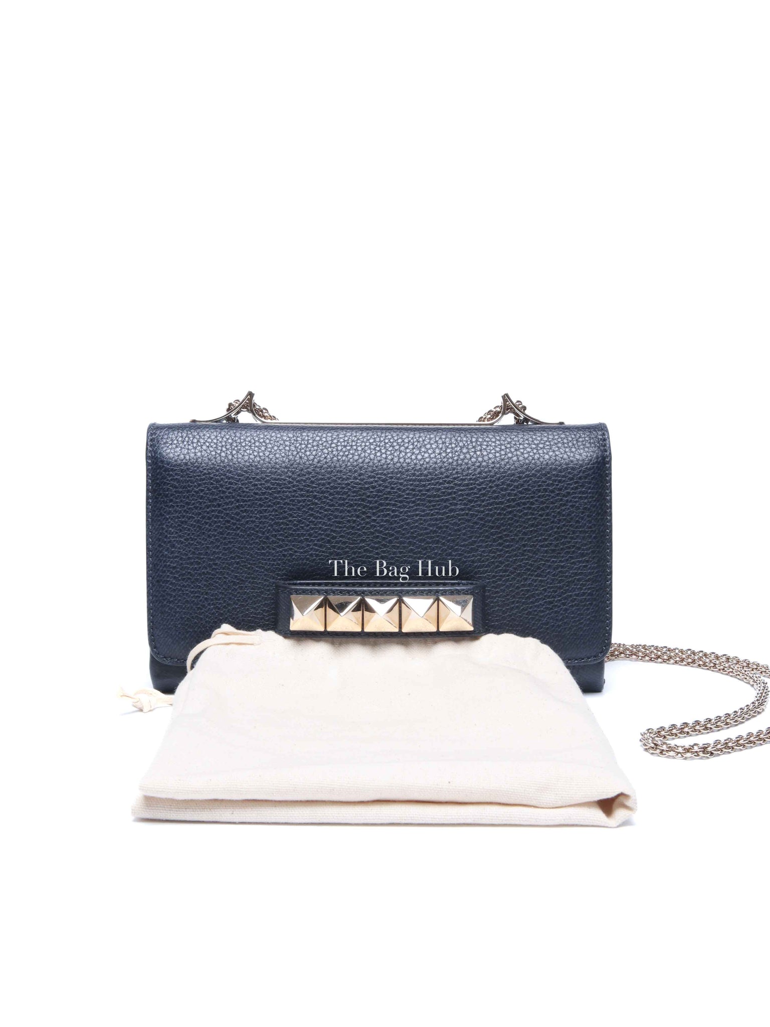 Valentino Garavani Midnight Blue Grained Leather Va Va Voom Clutch Chain Crossbody Bag