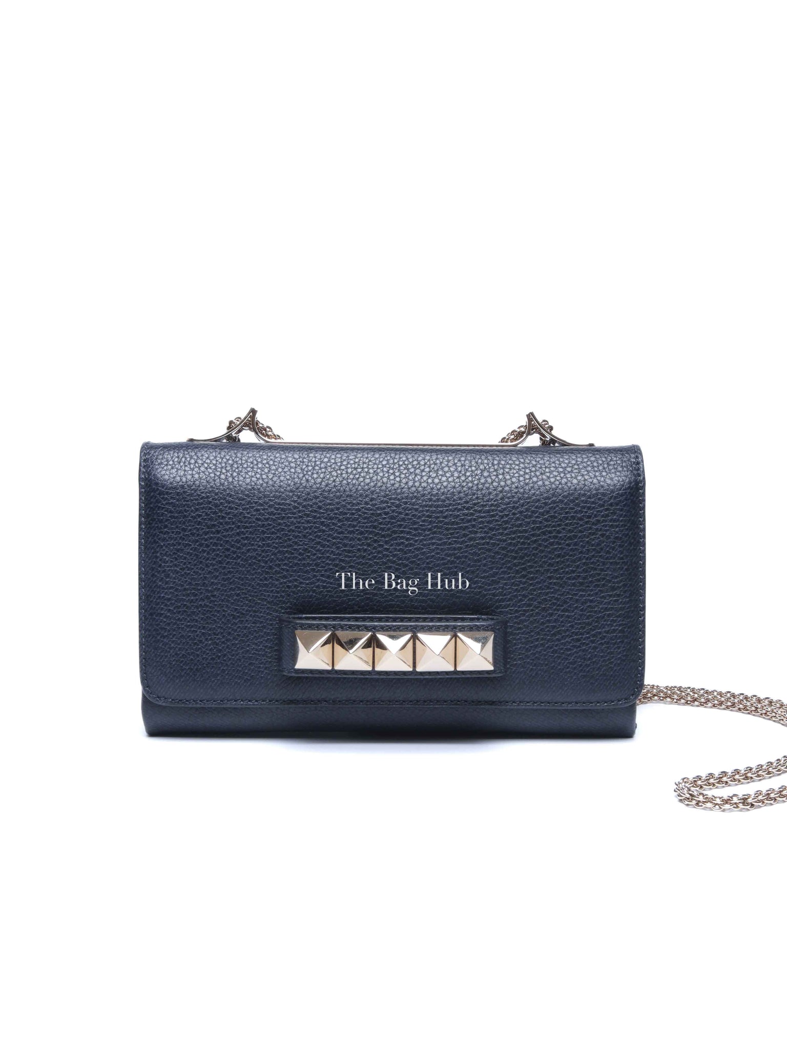 Valentino Garavani Midnight Blue Grained Leather Va Va Voom Clutch Chain Crossbody Bag