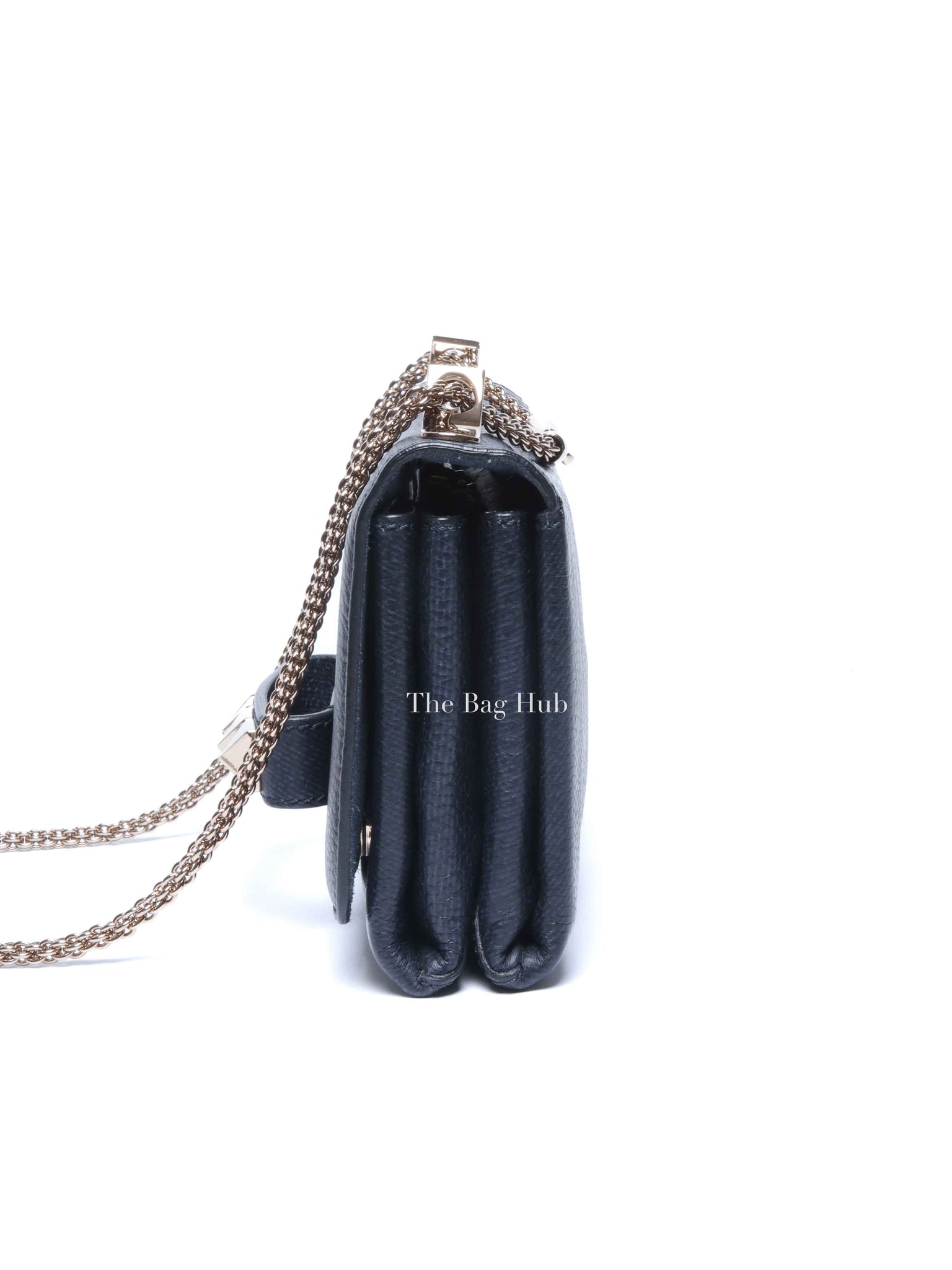 Valentino Garavani Midnight Blue Grained Leather Va Va Voom Clutch Chain Crossbody Bag