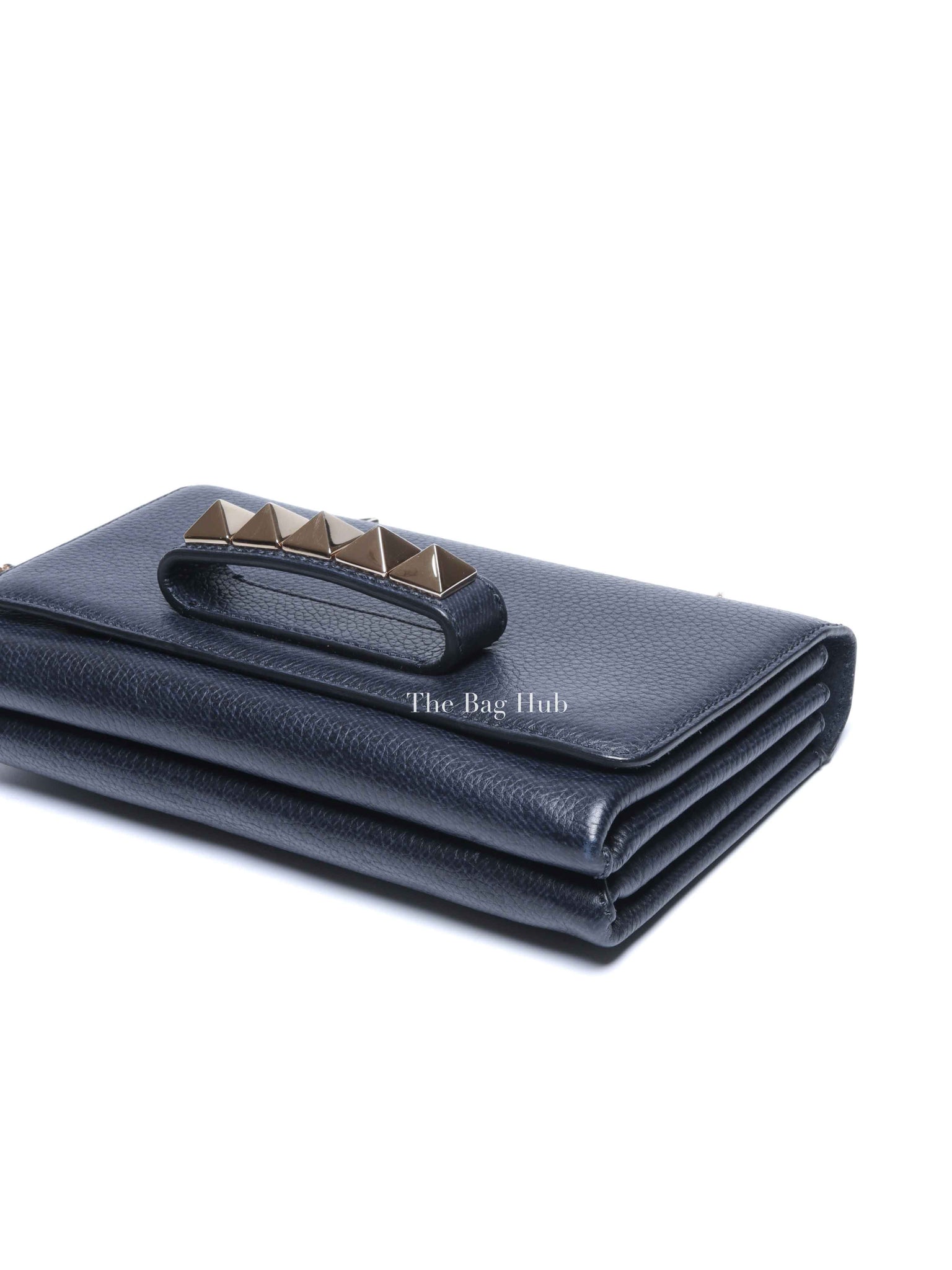 Valentino Garavani Midnight Blue Grained Leather Va Va Voom Clutch Chain Crossbody Bag