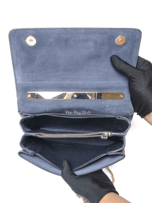 Valentino Garavani Midnight Blue Grained Leather Va Va Voom Clutch Chain Crossbody Bag