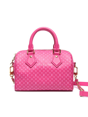Louis Vuitton Rose Calfskin Nanogram Embossed Speedy Bandouliere 20 Bag