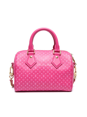 Louis Vuitton Rose Calfskin Nanogram Embossed Speedy Bandouliere 20 Bag