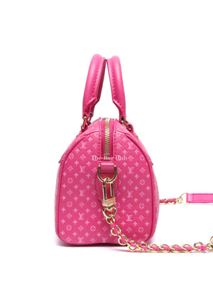 Louis Vuitton Rose Calfskin Nanogram Embossed Speedy Bandouliere 20 Bag