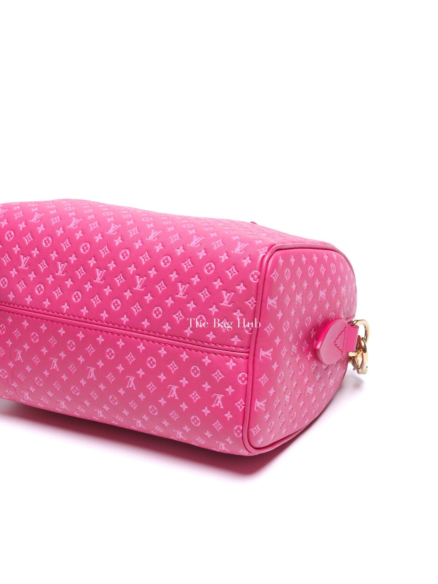 Louis Vuitton Rose Calfskin Nanogram Embossed Speedy Bandouliere 20 Bag