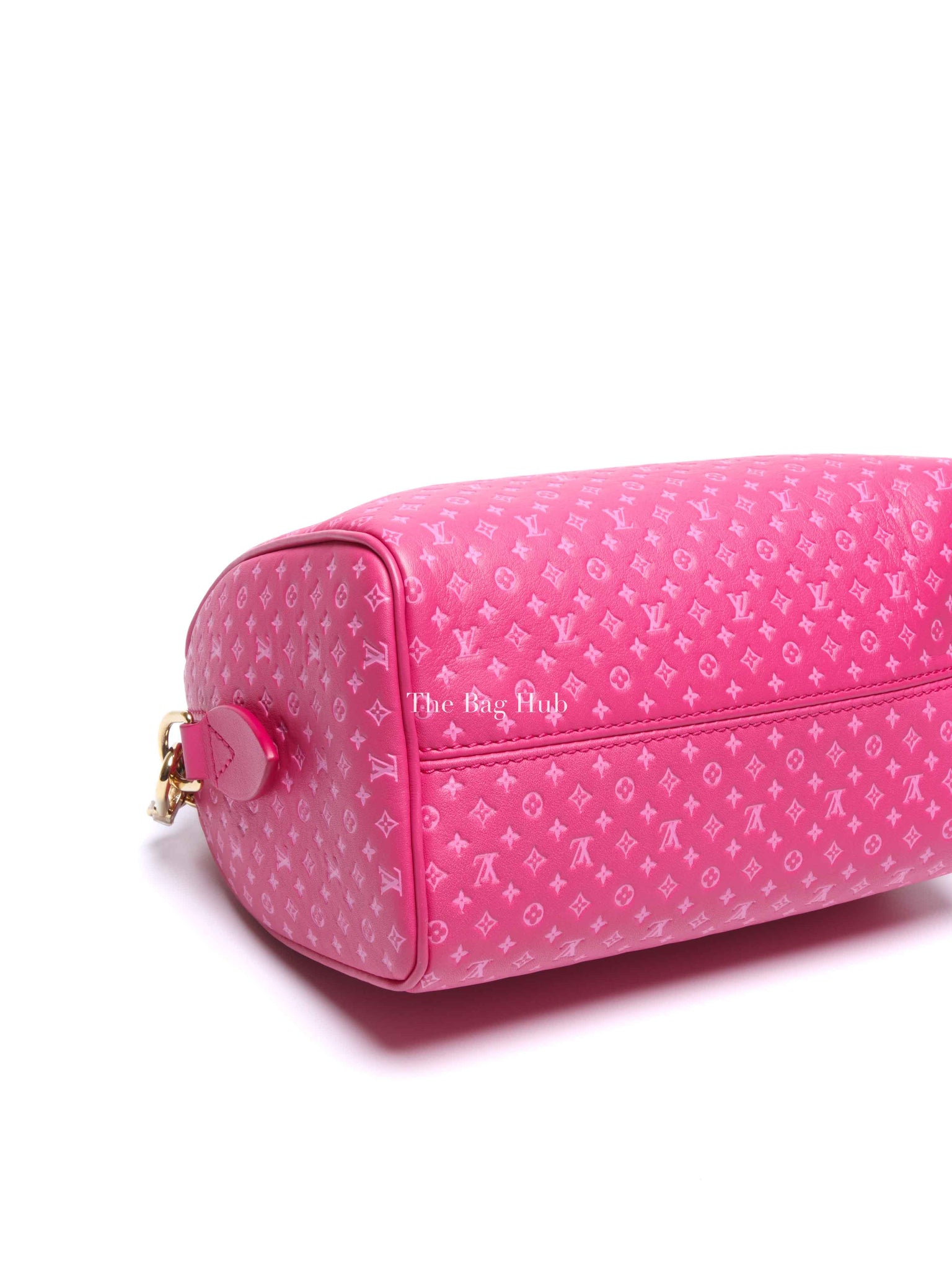Louis Vuitton Rose Calfskin Nanogram Embossed Speedy Bandouliere 20 Bag