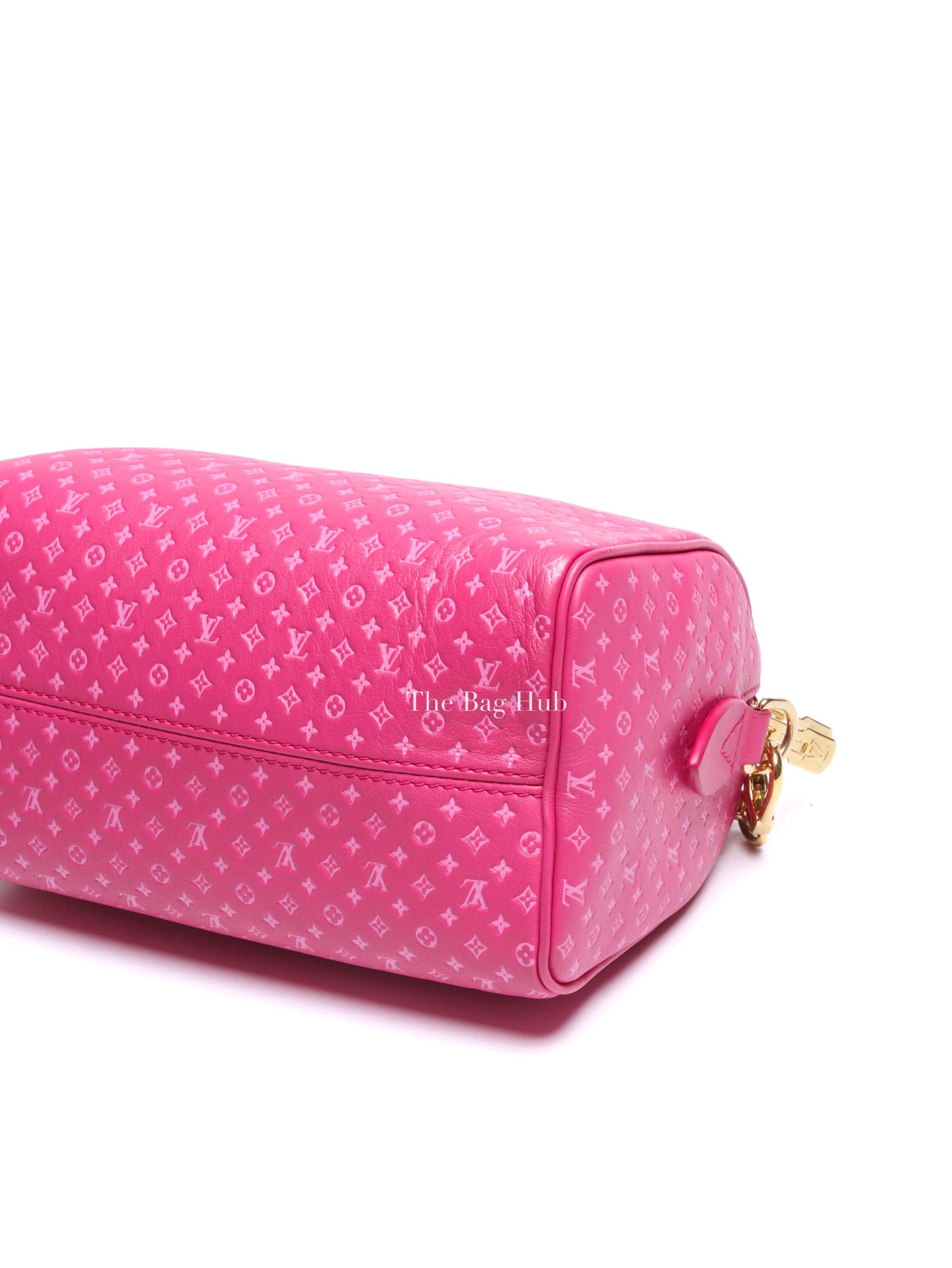 Louis Vuitton Rose Calfskin Nanogram Embossed Speedy Bandouliere 20 Bag