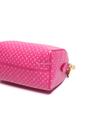 Louis Vuitton Rose Calfskin Nanogram Embossed Speedy Bandouliere 20 Bag