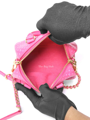 Louis Vuitton Rose Calfskin Nanogram Embossed Speedy Bandouliere 20 Bag