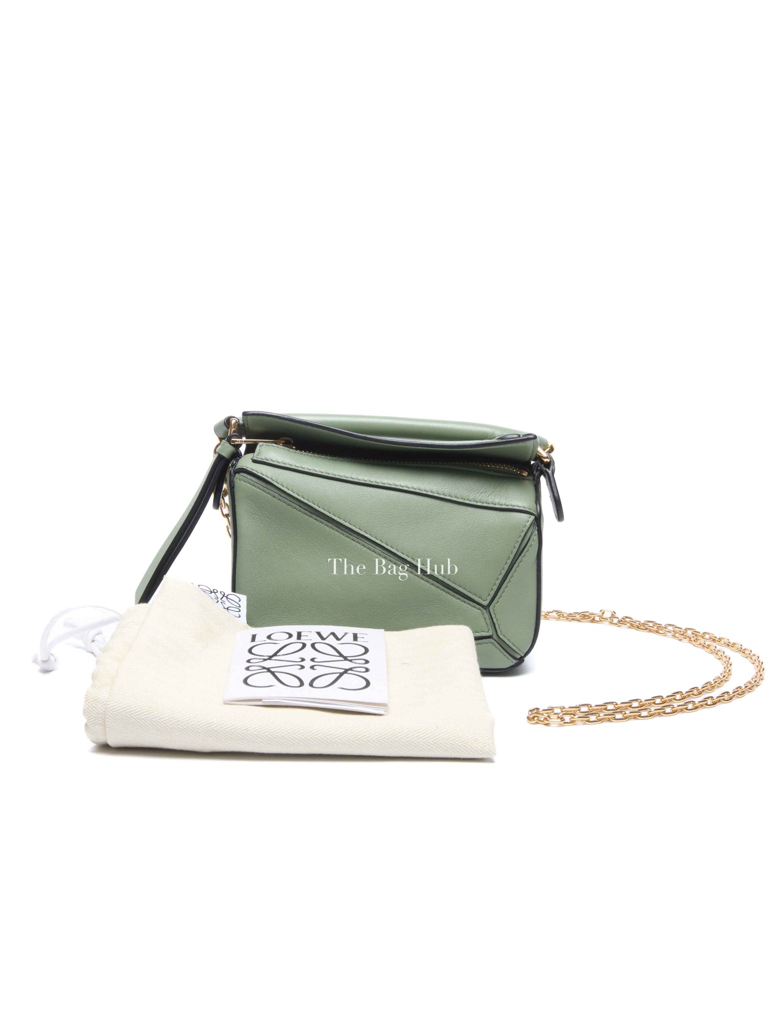 Loewe Green Leather Puzzle Nano Bag
