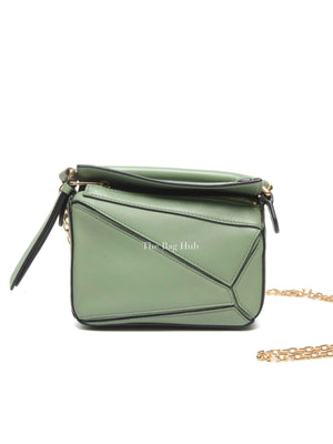 Loewe Green Leather Puzzle Nano Bag