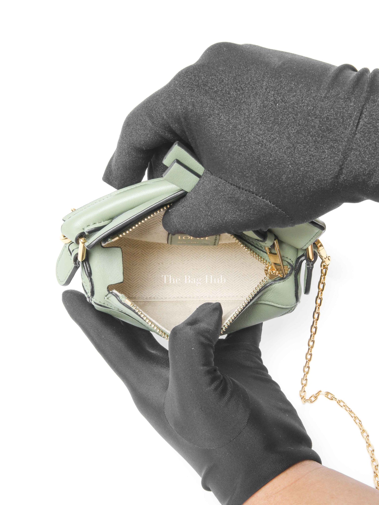 Loewe Green Leather Puzzle Nano Bag
