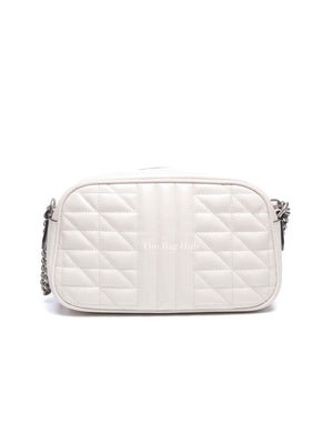 Gucci White Calfskin Matelasse Aria GG Marmont Small Chain Shoulder Bag SHW