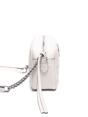 Gucci White Calfskin Matelasse Aria GG Marmont Small Chain Shoulder Bag SHW