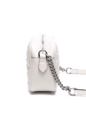 Gucci White Calfskin Matelasse Aria GG Marmont Small Chain Shoulder Bag SHW