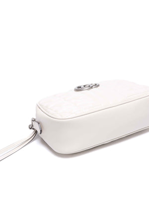 Gucci White Calfskin Matelasse Aria GG Marmont Small Chain Shoulder Bag SHW