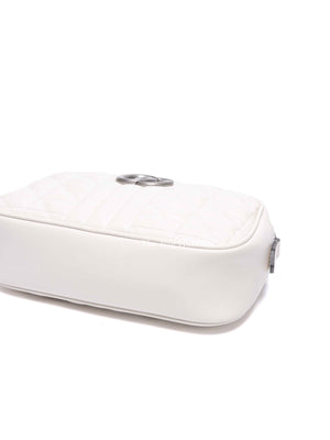 Gucci White Calfskin Matelasse Aria GG Marmont Small Chain Shoulder Bag SHW