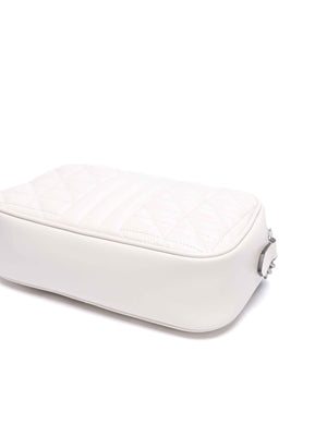 Gucci White Calfskin Matelasse Aria GG Marmont Small Chain Shoulder Bag SHW