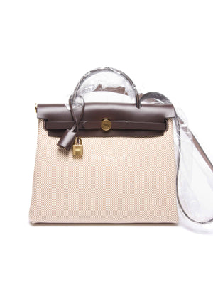 Hermes Ebene/Ecru/Beige Vache Hunter Criss Viking Herbag Zip Retourne 31 Bag