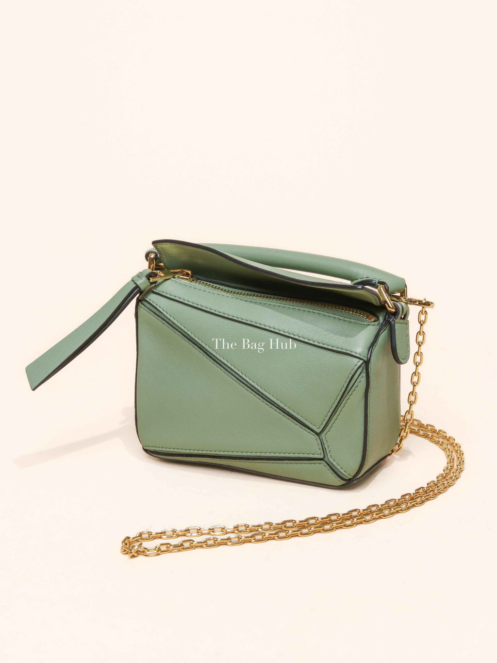 Loewe Green Leather Puzzle Nano Bag