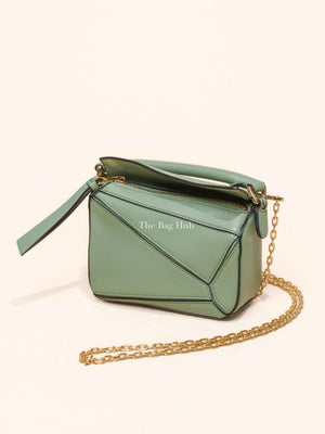 Loewe Green Leather Puzzle Nano Bag