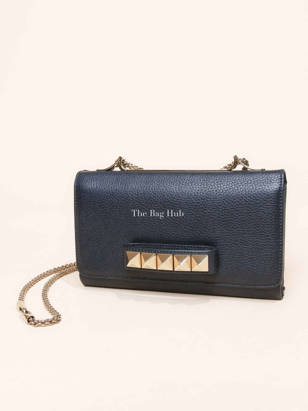 Valentino Garavani Midnight Blue Grained Leather Va Va Voom Clutch Chain Crossbody Bag