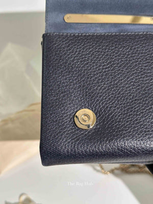 Valentino Garavani Midnight Blue Grained Leather Va Va Voom Clutch Chain Crossbody Bag