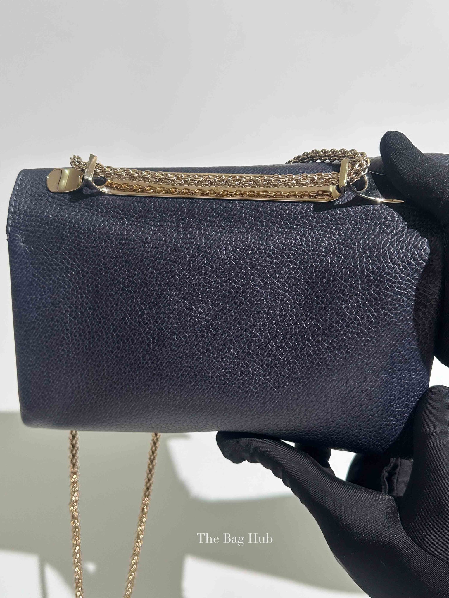 Valentino Garavani Midnight Blue Grained Leather Va Va Voom Clutch Chain Crossbody Bag