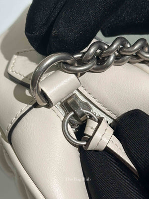 Gucci White Calfskin Matelasse Aria GG Marmont Small Chain Shoulder Bag SHW