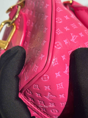 Louis Vuitton Rose Calfskin Nanogram Embossed Speedy Bandouliere 20 Bag
