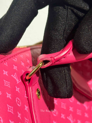 Louis Vuitton Rose Calfskin Nanogram Embossed Speedy Bandouliere 20 Bag