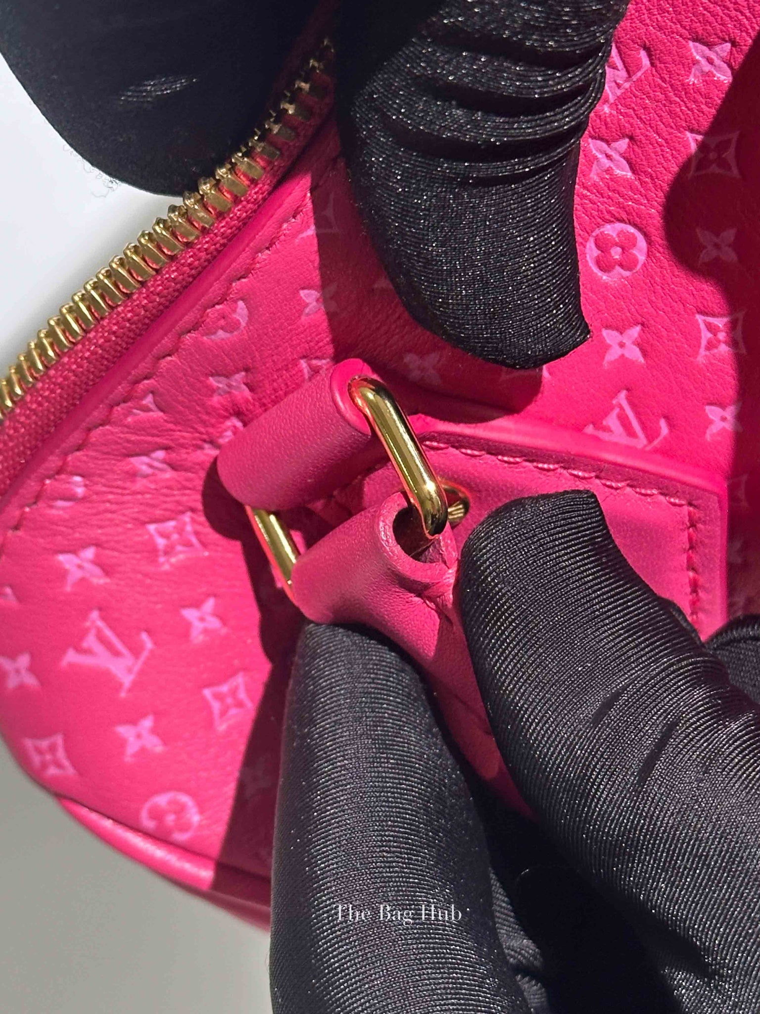 Louis Vuitton Rose Calfskin Nanogram Embossed Speedy Bandouliere 20 Bag