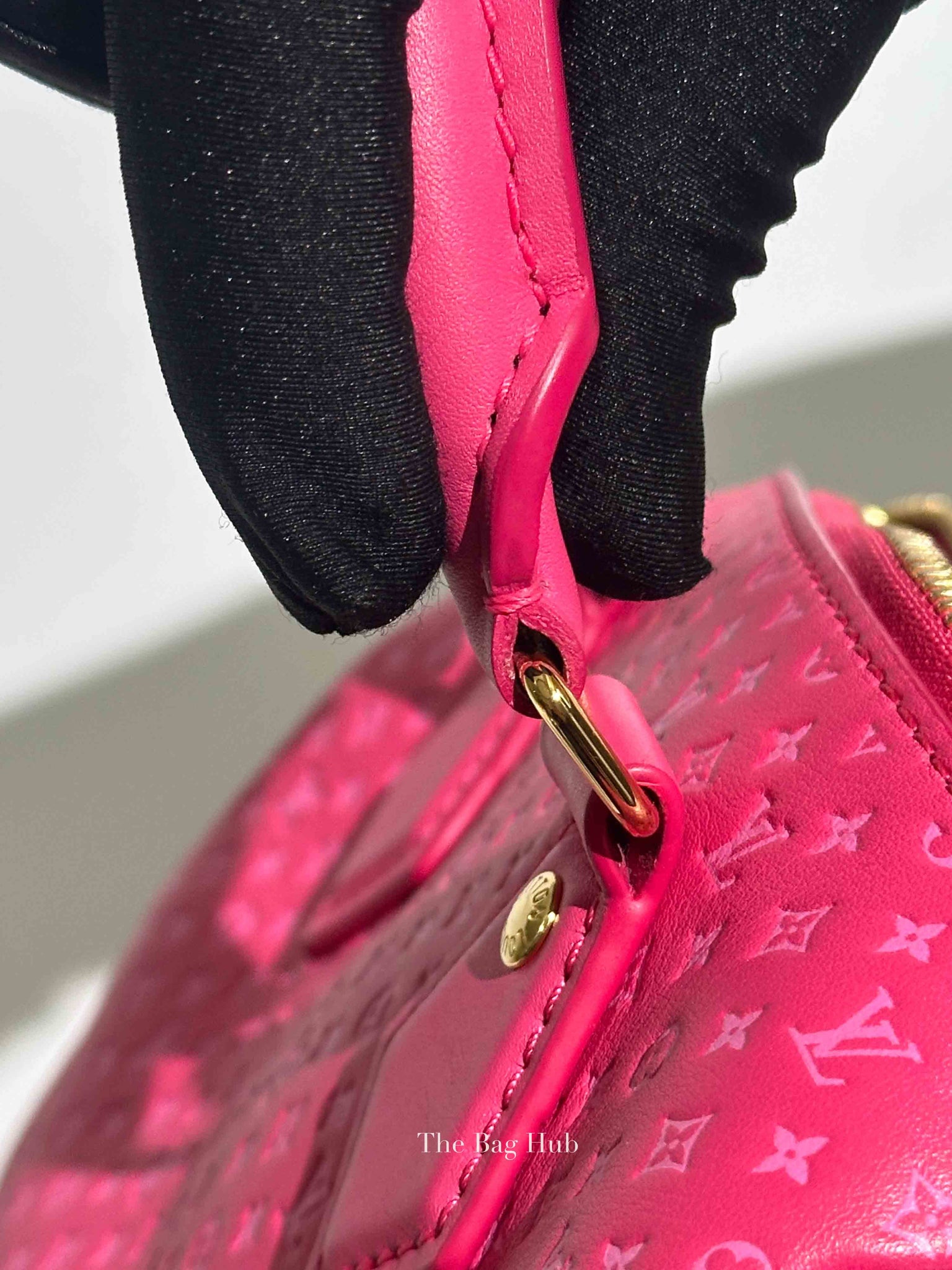 Louis Vuitton Rose Calfskin Nanogram Embossed Speedy Bandouliere 20 Bag