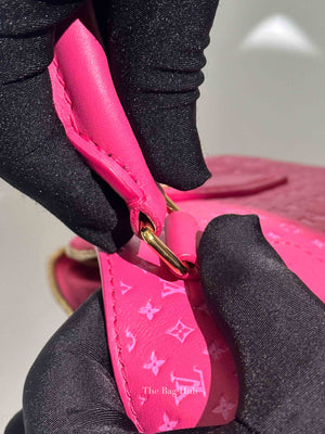 Louis Vuitton Rose Calfskin Nanogram Embossed Speedy Bandouliere 20 Bag