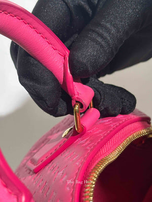 Louis Vuitton Rose Calfskin Nanogram Embossed Speedy Bandouliere 20 Bag