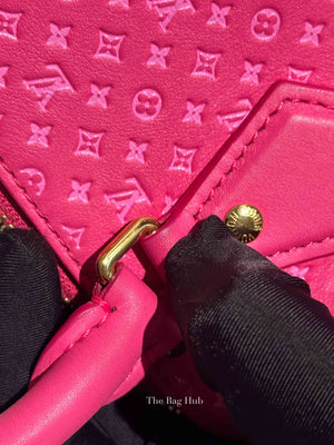 Louis Vuitton Rose Calfskin Nanogram Embossed Speedy Bandouliere 20 Bag