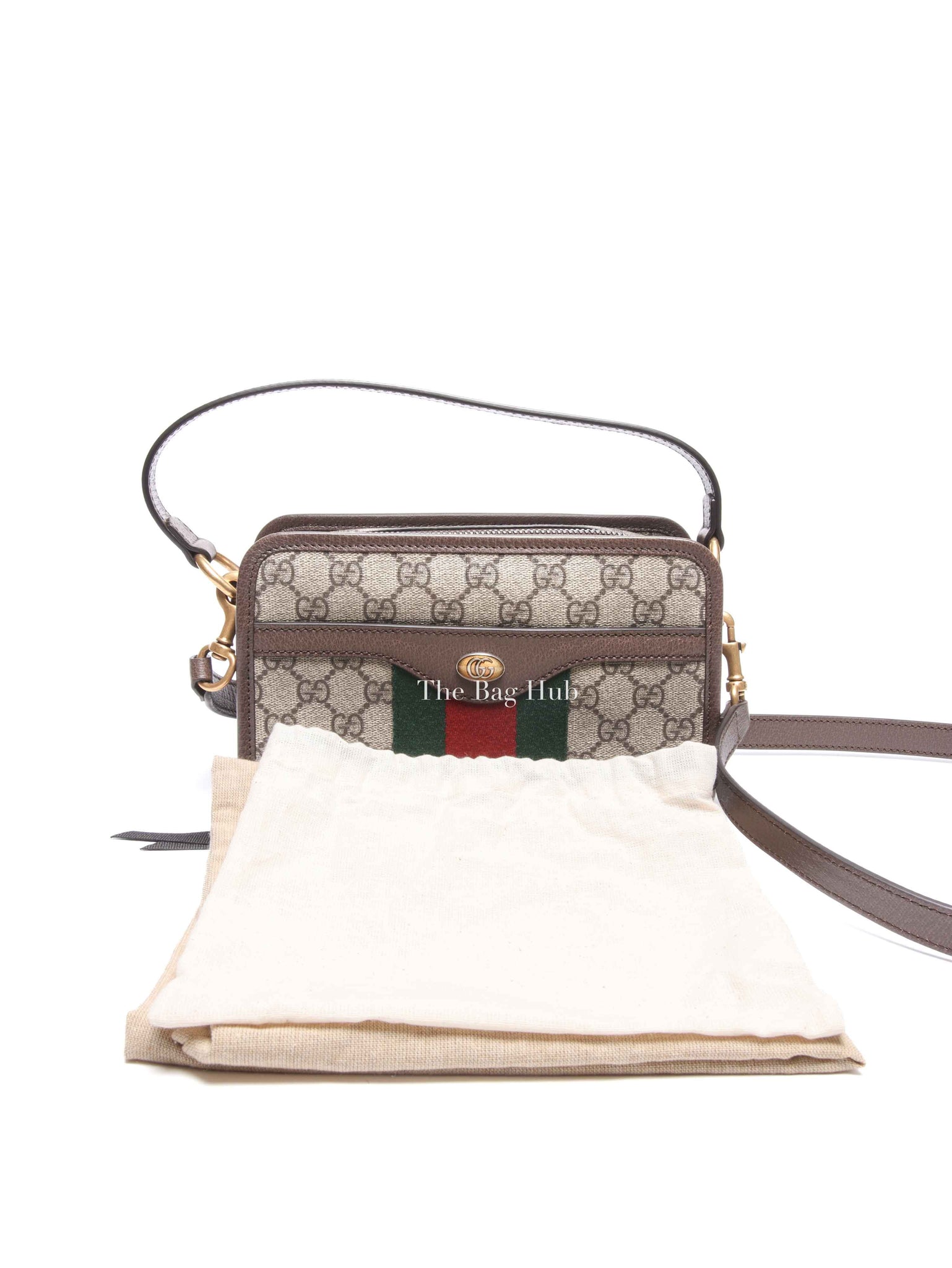 Gucci Beige GG Supreme Monogram Canvas Web Ophidia Crossbody Bag