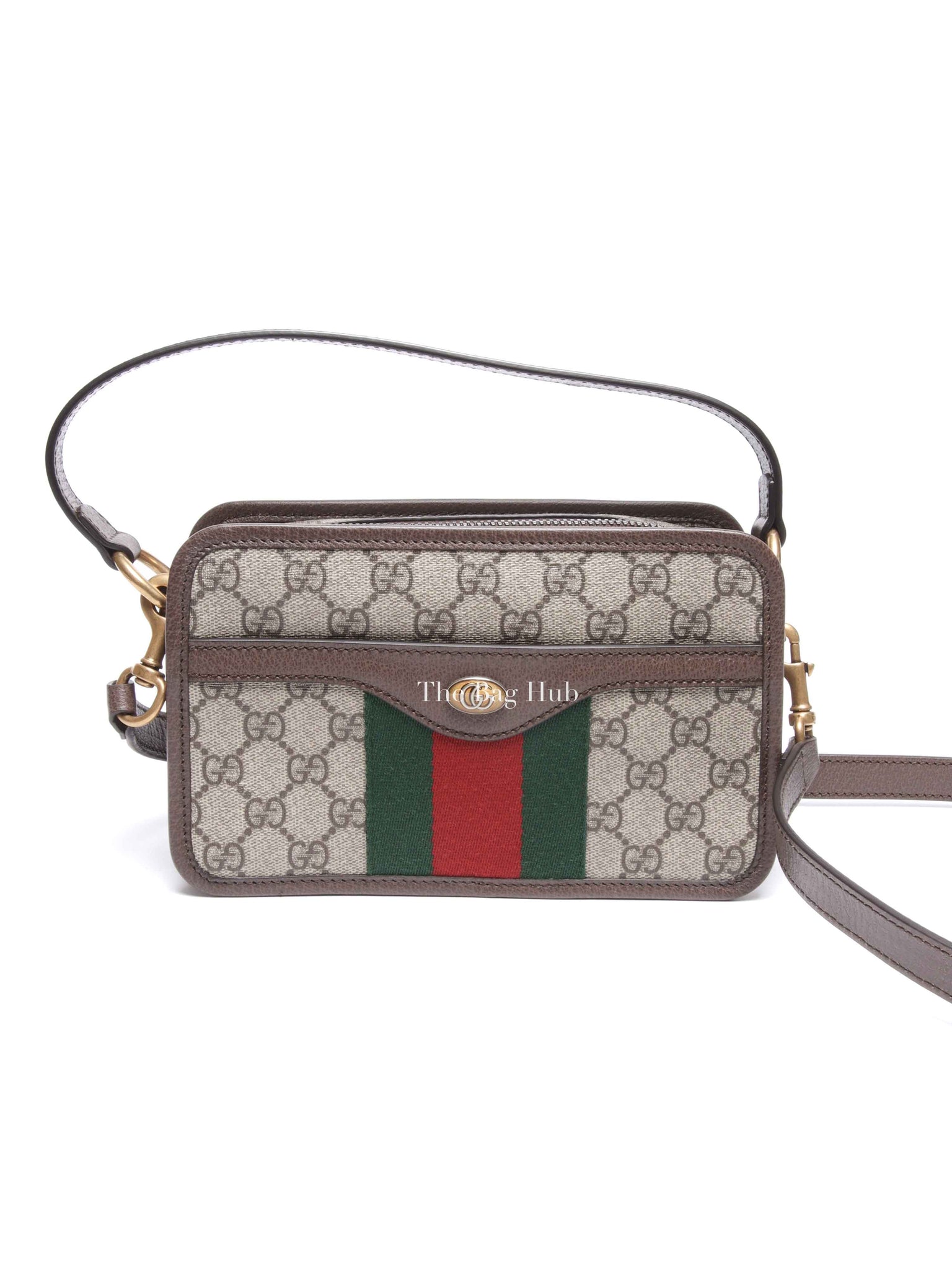 Gucci Beige GG Supreme Monogram Canvas Web Ophidia Crossbody Bag