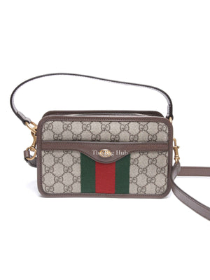 Gucci Beige GG Supreme Monogram Canvas Web Ophidia Crossbody Bag