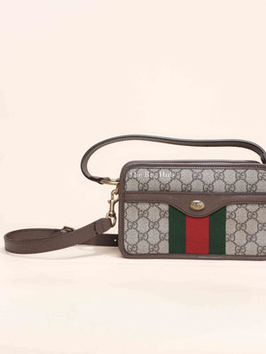 Gucci Beige GG Supreme Monogram Canvas Web Ophidia Crossbody Bag