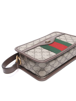 Gucci Beige GG Supreme Monogram Canvas Web Ophidia Crossbody Bag