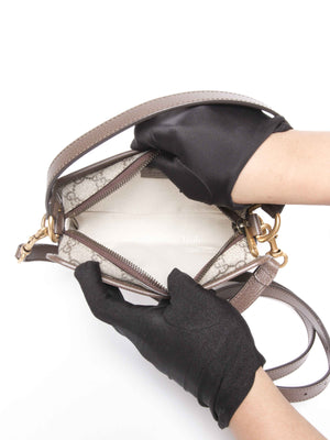 Gucci Beige GG Supreme Monogram Canvas Web Ophidia Crossbody Bag