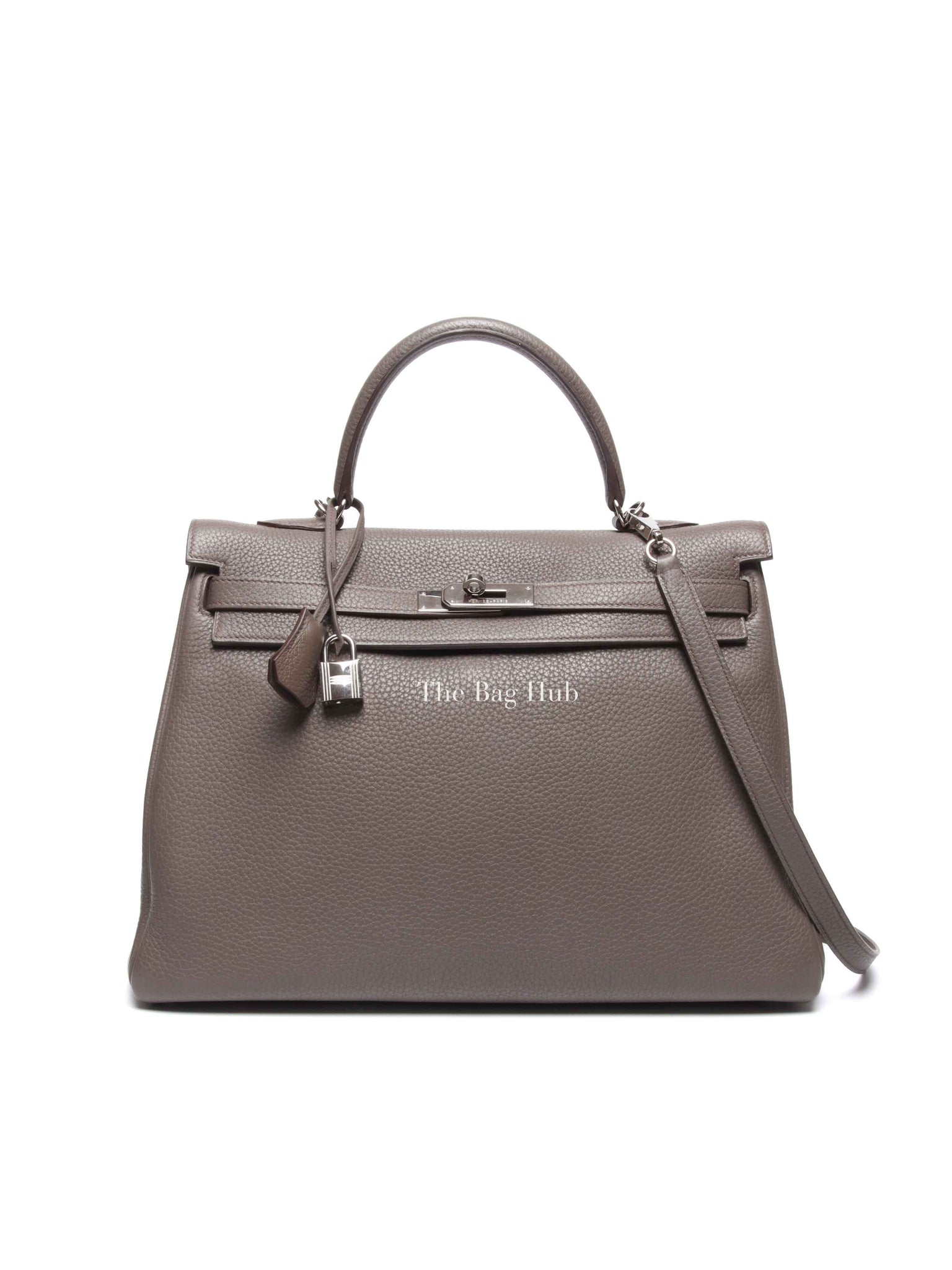 Hermes Etain Clemence Leather Kelly 35 Bag PHW