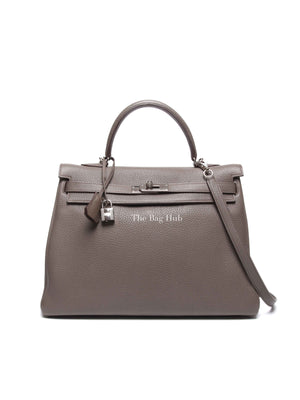 Hermes Etain Clemence Leather Kelly 35 Bag PHW