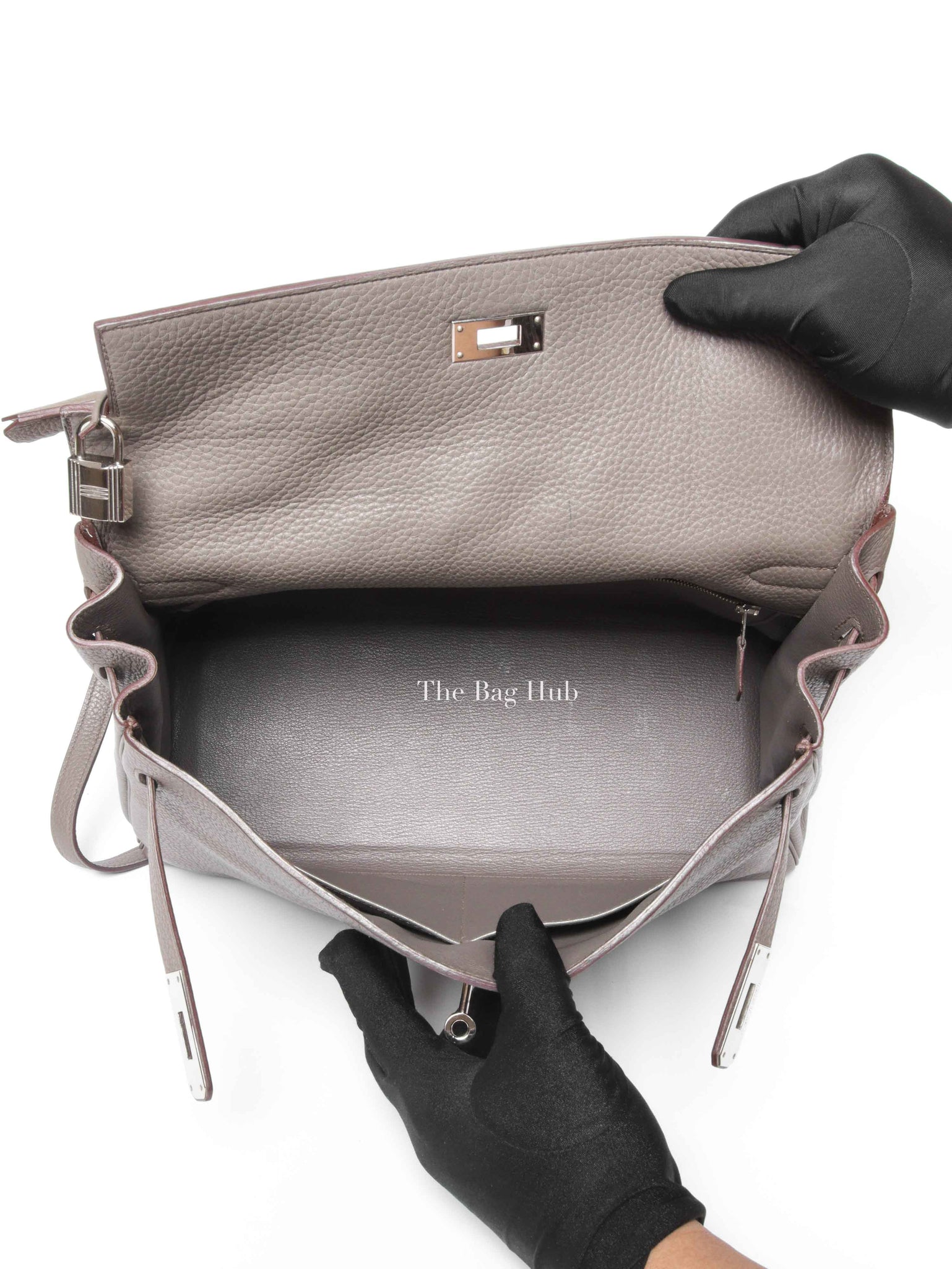 Hermes Etain Clemence Leather Kelly 35 Bag PHW